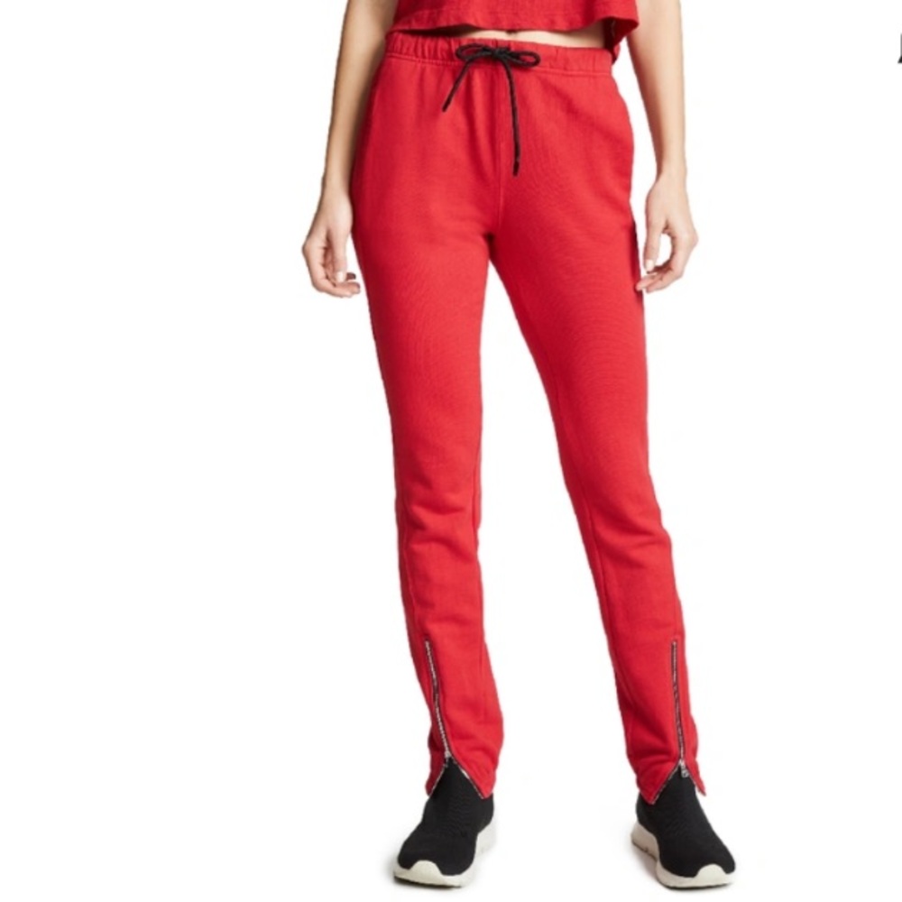 Cotton Citizen MILAN ZIP JOGGERS IN CHERRY